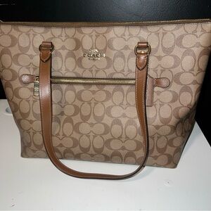 Coach Tan and Brown Signature Tote